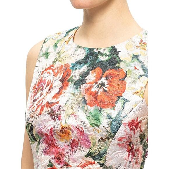 NWT DOLCE & GABBANA Metallic Floral-Print Cotton-Blend Brocade Mini Dress 42 M - Picture 4 of 14